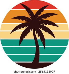 palm tree on retro vintage background Abstract background with a palm tree Silhouettes of palm trees