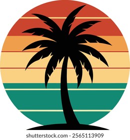 palm tree on retro vintage background Abstract background with a palm tree Silhouettes of palm trees