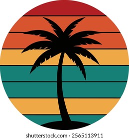 palm tree on retro vintage background Abstract background with a palm tree Silhouettes of palm trees