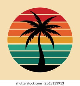 palm tree on retro vintage background Abstract background with a palm tree Silhouettes of palm trees