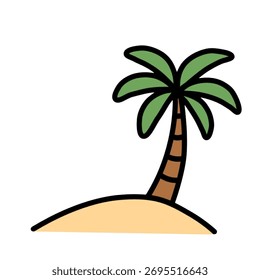 Una palmera en una Pequeña isla o playa