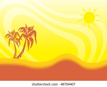 palmera en el soleado fondo de verano