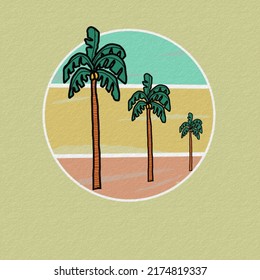 Palm tree on three color background
