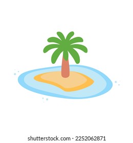 Palm tree on tropical island. Vacation and holiday. Vector illustration.