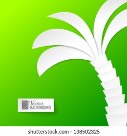 Palm tree on white background, origami. Vector illustration, contains transparencies, gradients and effects.