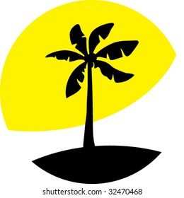 palm tree on yellow background