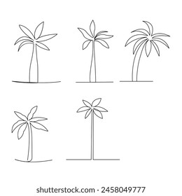 palm tree One line continuous line art illustration vector design