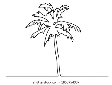 palm tree one line vector drawing  continuous line coconut tree and minimalist design  Decorative coconut palm tree concept for travel vacation tourism campaign 