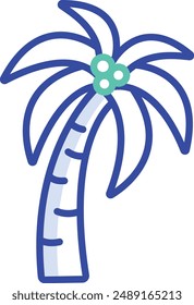 Palm Tree outline color vector illustration