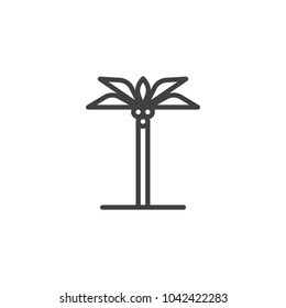 Palm tree outline icon. linear style sign for mobile concept and web design. Coco palm simple line vector icon. Symbol, logo illustration. Pixel perfect vector graphics