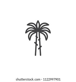 Palm tree outline icon. linear style sign for mobile concept and web design. Coconut Palm simple line vector icon. Symbol, logo illustration. Pixel perfect vector graphics