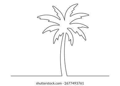 Palmeira contorno minimalista contínuo uma linha desenho isolado arte