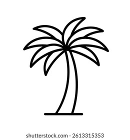 Palm Tree Outline Vector art on White Background
