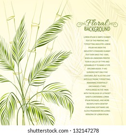 Palm tree over bamboo forest. Vector illustration, contains transparencies, gradients and effects.