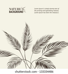 Palm tree over bamboo forest. Vector illustration.