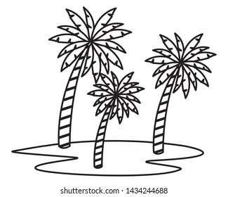 palm tree over sand icon cartoon in black and white vector illustration graphic design