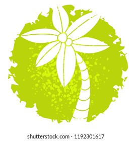 Palm tree, paint spot. Hand drawn isolated on white background