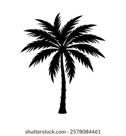 palm tree is painted on a white background.