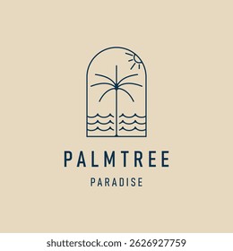 palm tree paradise line art logo, icon logo vector illustration design graphic