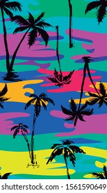 Palm tree pattern with background colorfull. tropical. design