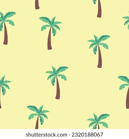 Palm tree pattern on sand sea vacation tourism on yellow background vector