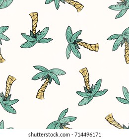 Palm tree pattern. Print for t-shirt, apparel, fabric or wrapping. Painted effects are easily removable. Vector is seamless and repeatable.
