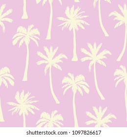Palm tree pattern. Seamless hand drawn textures on exotic trendy background.