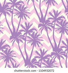 Palm tree pattern. Seamless hand drawn textures on exotic trendy background.