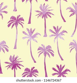 Palm tree pattern. Seamless hand drawn textures on exotic trendy background.