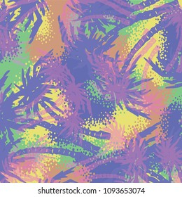palm tree pattern textile tropical forest background. Exotic vector fabric repeating pattern. Awesome tropical plants, coconut trees, beach palms textile background design.