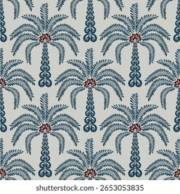 Palm Tree pattern tropical abstract background.Plam tree and coconut trees isolated ogee geometrical motifs background,damask illustration repeat design print shapes ogee geometrical wallpaper.