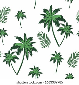 Palm tree pattern with tropical leaves. seamless pattern design