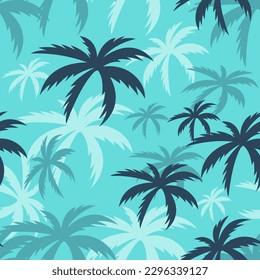 Palm Tree Pattern Vector Art. Seamless pattern with tropical leaves. Vice City inspired textile design for hawaiian shirt. 80s retro graphic.