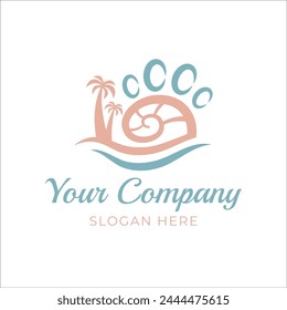 Palm tree with paw and snail abstract logo