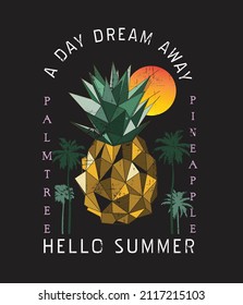 Palm Tree, Pineapple, Sunset Summer Vibes impresiones, Surf pineapple ilustración, tipografía, gráficos de camisetas, vectores