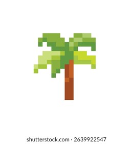 Palm tree pixel art, vector illustration 