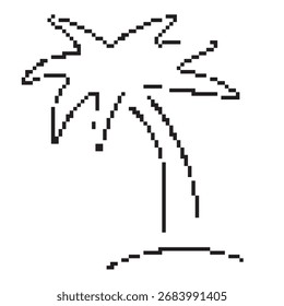 palm tree pixel icon, 8-bit. Isolated vector illustration.