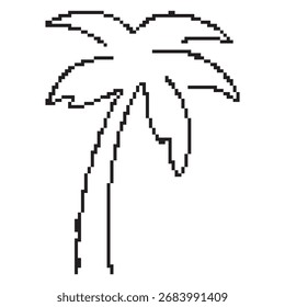 palm tree pixel icon, 8-bit. Isolated vector illustration.