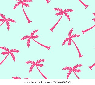 Palm tree, tree, plants, nature and tropics, seamless vector background, pattern. Leaves, leaf, foliage, flora and coconut palm, graphic and vector design