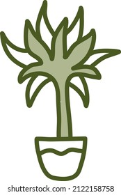 Palme in Topf, Vektorgrafik auf weißem Hintergrund.