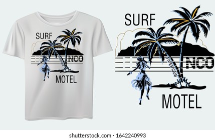 Palm tree print for t-shirt graphic and other uses. Palm tree vector t shirt pattern