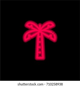 Palm tree red glowing neon ui ux icon. Glowing sign logo vector