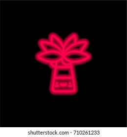 Palm tree red glowing neon ui ux icon. Glowing sign logo vector
