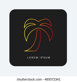 Palm Tree Red & Orange gradient attractive line thin icon / logo design