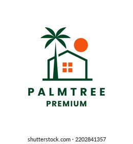 Palm Tree Resort House logo design for your business
