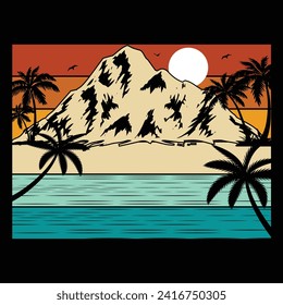 Palm tree retro, Designs Bundle, Streetwear T-shirt Designs Artwork Set, Graffiti Vector Collection for Apparel and Clothing Print.