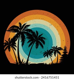 Palm tree retro, Designs Bundle, Streetwear T-shirt Designs Artwork Set, Graffiti Vector Collection for Apparel and Clothing Print.