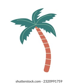 Palm tree Retro. Tropical tree green leaves, beach palms and retro greenery. Isolated vector element