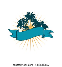 palm tree with ribbon design vector