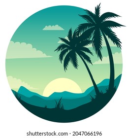 palm tree scenery background illustration image